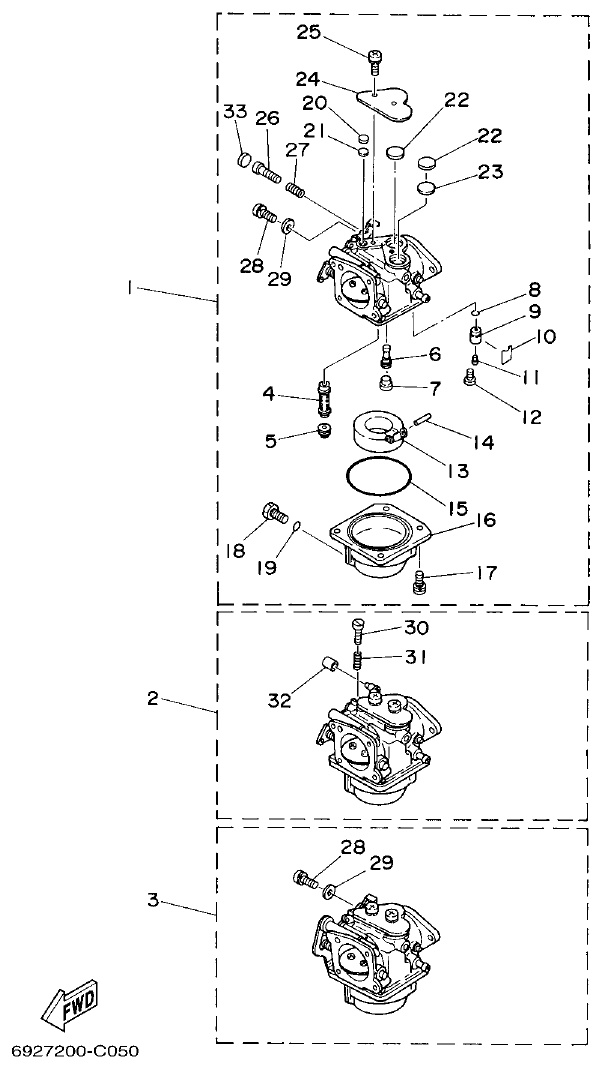 Yamaha E75B CARBURETOR parts diagram